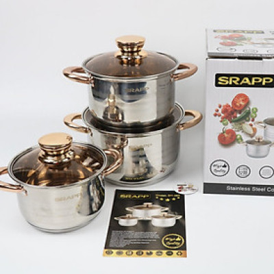 Bộ Nồi 3 Món Inox SRAPP SH-368 - Hàng Chính Hãng