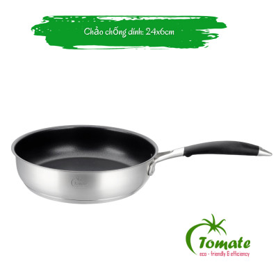 Bộ Nồi Chảo Tomate Inox 304 – 8 Món TOM 0708 - 5 lớp đáy - nồi từ - nắp kính