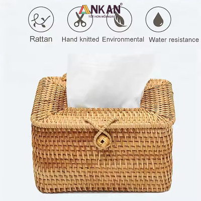Hộp Đựng Khăn Giấy Mây Tre Đan Tự Nhiên Cao Cấp – Hộp Khăn Giấy Trang Trí Bàn, Decor Nhà Hàng Khách Sạn