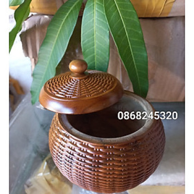 Hũ đựng bánh kẹo hạt dưa bằng gỗ bách xanh thơm nức kt 15×13cm 