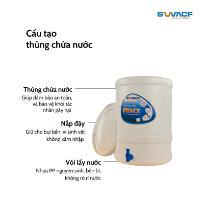 Thùng chứa nước lọc SWACF 35L | TCN nhựa HDPE cao cấp, an toàn thực phẩm