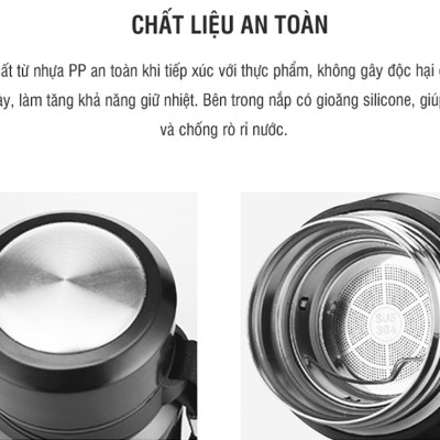 Bình Giữ Nhiệt Vacuum Bottle Lock&Lock màu đen LHC6180-BLK 800ml, Hàng chính hãng, thép không gỉ, độ bền cao - JoyMall