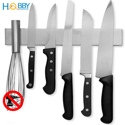Thanh treo dao nam châm Hobby Home Decor TTD Inox 304 dán tường gạch men kèm keo dán - có 3 kích thước