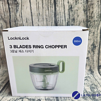 Dụng Cụ Băm Rau Củ Quả, Xay Hành Tỏi LocknLock 3 Lưỡi Dao Sắc Bén CKS313-650ml - Hàng Chính Hãng