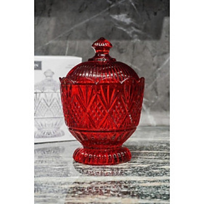 Hũ đựng kẹo to, xinh nhà Godinger Dublin đường kính 14,5cm x cao 22cm (màu đỏ)