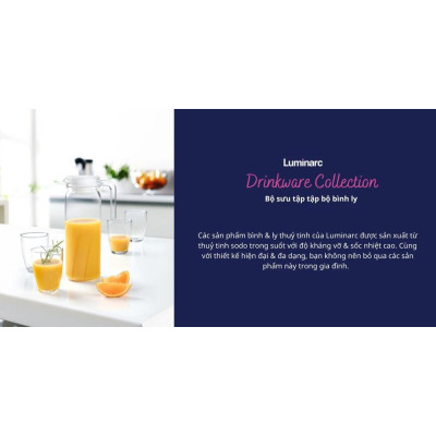 Ly Uống Nước Thủy Tinh Luminarc Lourve 260ML - N1808 - Bộ 6 ly