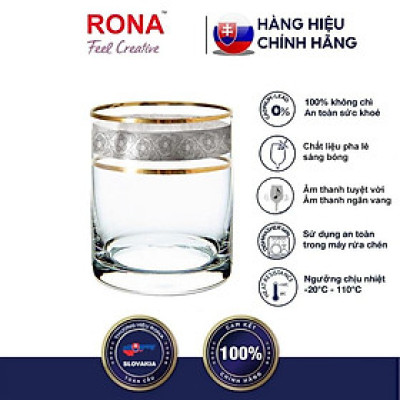 Bộ 6 ly pha lê uống whisky bia nước 280 ml mạ vàng platin Tiệp Khắc