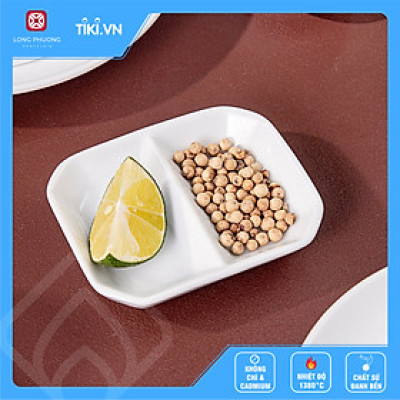 Combo 10 đĩa muối hai ngăn 3" sứ Long Phương cao cấp