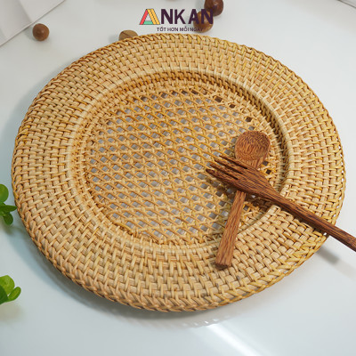 Dĩa Mây Tre Tự Nhiên 33cm – Đựng Trái Cây, Bánh Kẹo, Trang Trí Bàn Ăn Quán Cafe – ANKAN