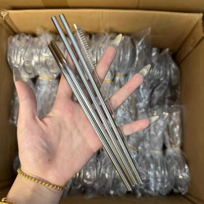 Bộ 4 Ống Hút Inox (Ống Hút inox sus 304) -Tặng cọ VS