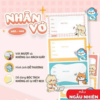 Bộ 4 Nhãn Vở Học Sinh - Thiên Long NBL-008 (Mẫu Sản Phẩm Giao Ngẫu Nhiên)