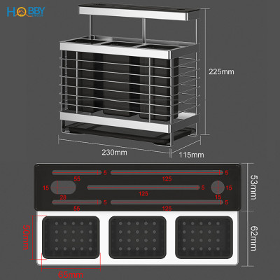 Kệ đựng đũa muỗng dao kéo inox 304 dán tường Hobby home decor KDMT3