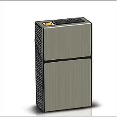 Hộp đựng 20 điếu ngắn kèm bật lửa điện đi mưa thoải mái làm quà tặng