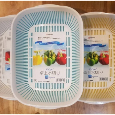 Combo bộ khay đựng rau củ Nakaya có chậu lót phía dưới ( hình tròn & hình chữ nhật )- Hàng nội địa Nhật Bản