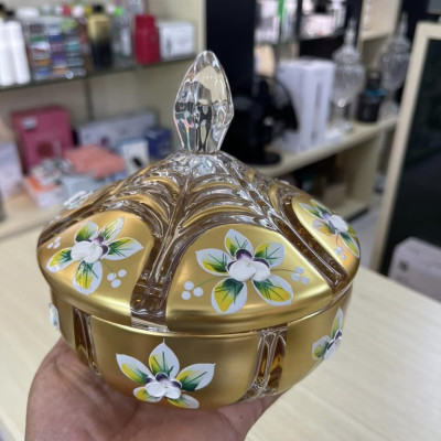 Thố kẹo mứt Bohemia mạ vàng 16cm