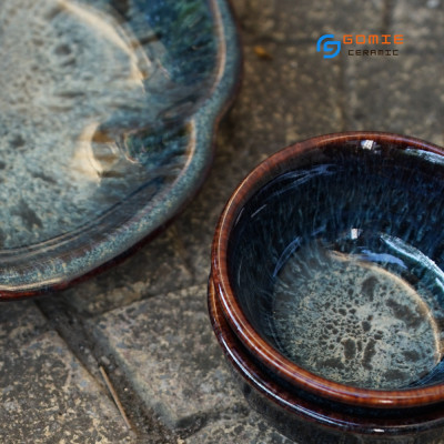 Bát Nước Chấm Tròn D8H4 Xanh Cẩm Lai, Gốm Sứ Cao Cấp Bát Tràng, Bát Nước Chấm Tiện Lợi