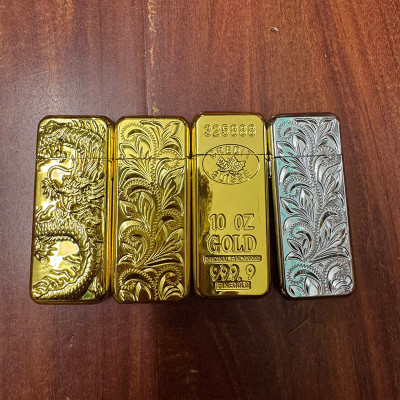 Hột Quẹt Bật Lửa Gas Đá XF624 Khắc Họa Tiết Hình Rồng, Hoa Văn, Thỏi Vàng 999 Siêu Mỏng Nhẹ Tiện Lợi - Giao Hình Ngẫu Nhiên