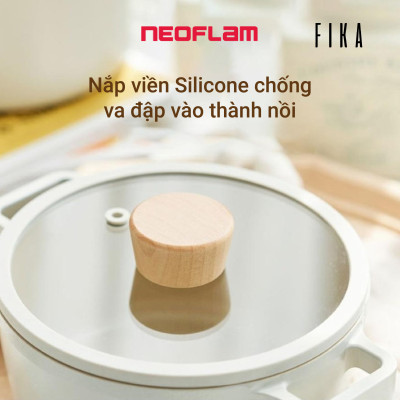 [Hàng chính hãng] Nắp/  Vung kính nồi, chảo Fika Neoflam bằng thủy tinh cường lực,viền silicone