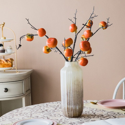 Quả giả, cành quả hồng 5-7 trái trang trí nhà cửa, quán cà phê, nhà hàng sang trọng QH-57