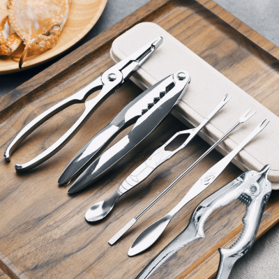 HÀNG CAO CẤP Bộ hộp 7 Dụng Cụ Ăn Cua Ghẹ Sò Ngao Tôm Hùm Hải Sản Đa Chức Năng inox 304 