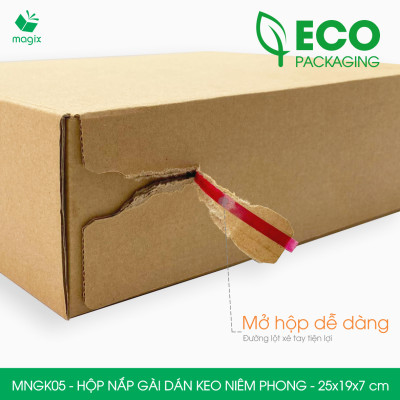 MNGK05 - 25x19x7cm - COMBO 100 HỘP CARTON NẮP GÀI HÔNG CÓ KEO NIÊM PHONG - THÙNG HỘP CARTON ĐÓNG HÀNG
