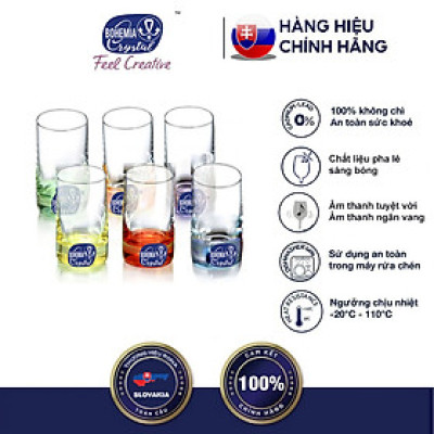 Bộ 6 ly rượu mạnh 6 màu tiệp khắc 070 ml
