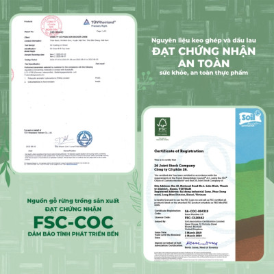 Thớt gỗ Teak Vibasic ghép dựng block, kích thước 300x200x25mm có lỗ treo - Hàng chính hãng Bộ Quốc Phòng