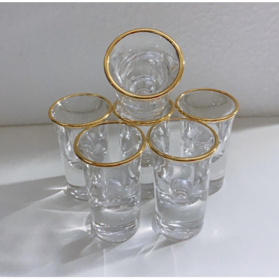 BỘ 6 LY THỦY TINH UỐNG RƯỢU CAP CẤP VIỀN VÀNG