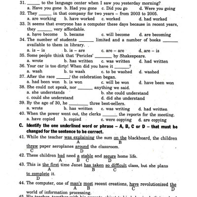 Bài Tập Tiếng Anh Lớp 12 ( Không Đáp Án)