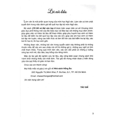 Sách - 270 Đề Và Bài Văn Hay Lớp 8 - Dùng Chung Cho Các Bộ SGK Hiện Hành - Hồng Ân