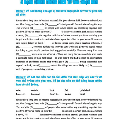 222 Bài Luyện Tập Điền Từ Tiếng Anh (Bộ Sách Cô Mai Phương)