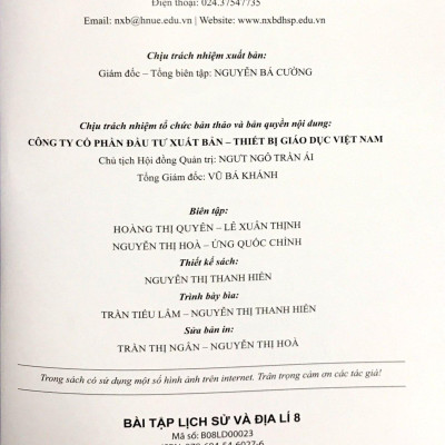 Bài Tập Lịch Sử Và Địa Lí 8 (Cánh Diều) (2023)