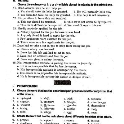 Bài Tập Tiếng Anh Lớp 12 ( Không Đáp Án)