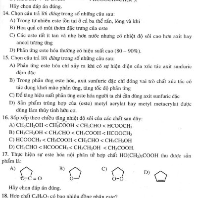 Giải Chi Tiết Câu Hỏi Trắc Nghiệm Khách Quan Hóa Học 12