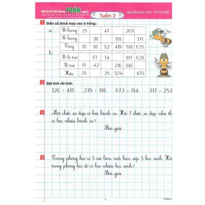 Sách - Phiếu Bài Tập Cuối Tuấn Môn Toán Lớp 3 - Biên Soạn Theo Chương Trình GDPT Mới - Hồng Ân