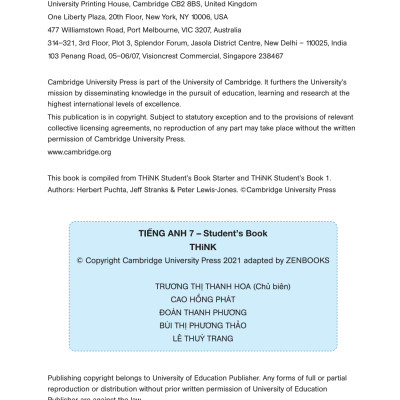 Combo Sách Tiếng Anh 7 Think - Workbook + Student