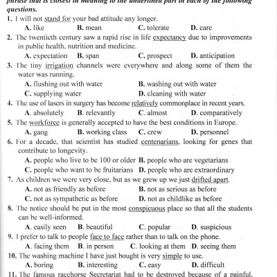 Ngân Hàng Câu Hỏi Trắc Nghiệm Tiếng Anh + Tặng Phiếu Trắc Nghiệm 50 Câu_HA