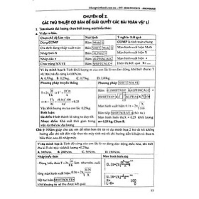 Thủ Thuật Casio Giải Nhanh Trắc Nghiệm Vật Lí Lớp 12