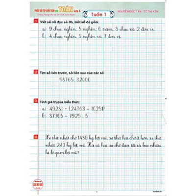 Sách - Phiếu Bài Tập Cuối Tuần Môn Toán Lớp 4 - Dùng Chung Cho Các Bộ SGK Hiện Hành - Hồng Ân