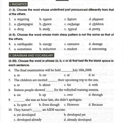 35 Đề Tiếng Anh Thi Vào Lớp 10 (Có Đáp Án) - Chỉnh Lý 2021