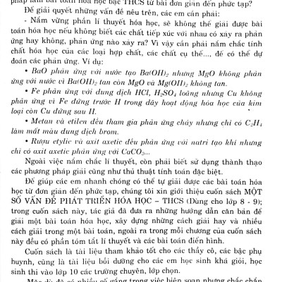 Một Số Vấn Đề Phát Triển Hóa Học Thcs 8-9