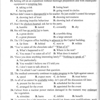 Ngân Hàng Câu Hỏi Trắc Nghiệm Tiếng Anh + Tặng Phiếu Trắc Nghiệm 50 Câu_HA