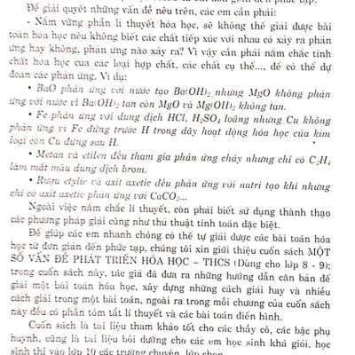 Một Số Vấn Đề Phát Triển Hóa Học Thcs 8-9