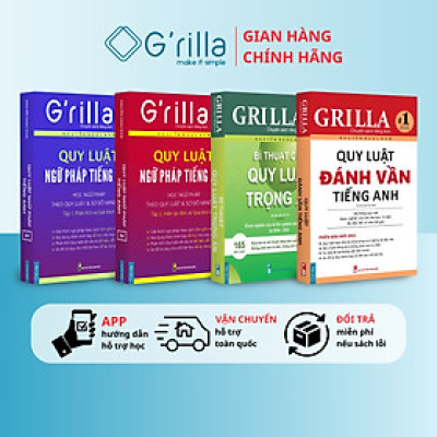 Sách - Combo 4 Quy luật đánh vần tiếng Anh, Bí thuật trọng âm và Ngữ pháp theo quy luật 1 & 2 GRILLA
