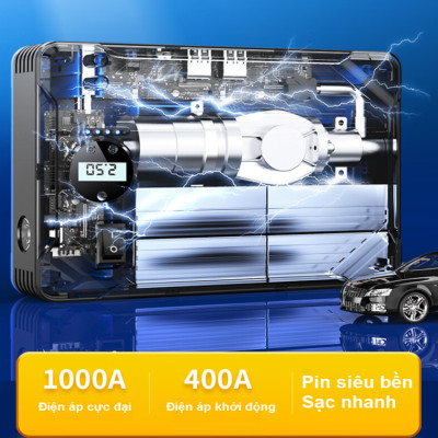 Bộ kích n.ổ, kiêm bơm lốp và sạc dự phòng dung lượng 10.400mAh dùng cho ô tô. Thương hiệu Mỹ cao cấp Goodyear GY-5282