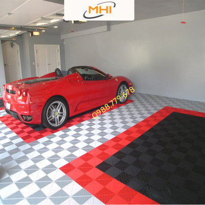 [COMBO 11] Thảm nhựa lót sàn gara ô tô MHI - Cao 2.5 cm / trung tâm chăm sóc xe ô tô, khu vực rửa xe ô tô