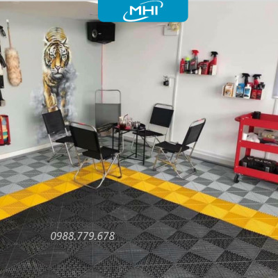 [COMBO 11] Thảm nhựa lót sàn gara ô tô MHI - Cao 2.5 cm / trung tâm chăm sóc xe ô tô, khu vực rửa xe ô tô