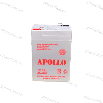 Ắc Quy Apollo NP4-6  6V-4AH, Bình ắc quy khô 6V cho xe điện trẻ em ,đèn khẩn cấp, quạt sạc