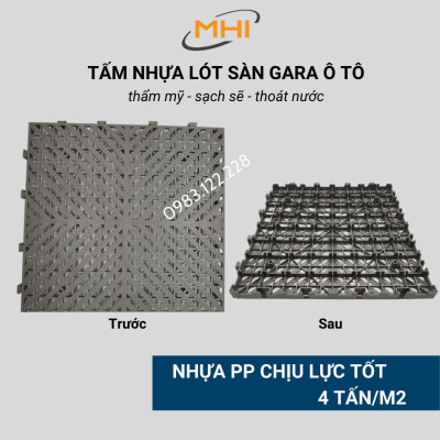 [COMBO 11] Thảm nhựa lót sàn gara ô tô MHI - Cao 2.5 cm / trung tâm chăm sóc xe ô tô, khu vực rửa xe ô tô