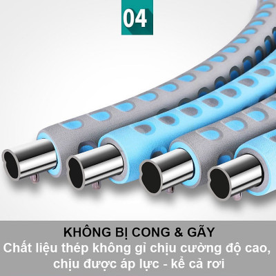 Vòng Lắc Eo Giảm Mỡ Bụng Ống Thép Bọc Mút Xốp - Tùy Chỉnh Độ Nặng - Chính Hãng miDoctor